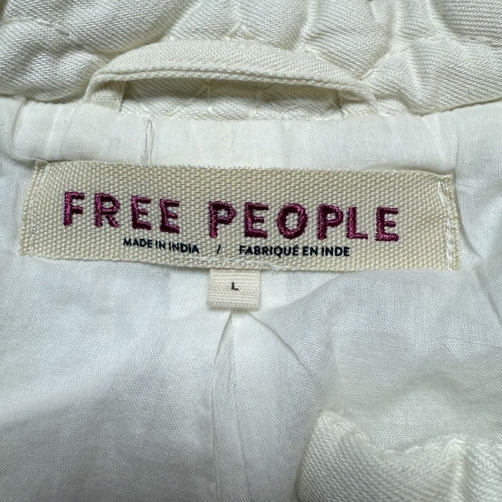 NEW, Free People quinn quilted patch insert denim jacket in off white L - Picture 4 of 6
